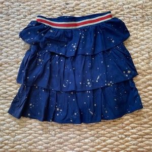 Navy girls tiered skirt with metallic stars